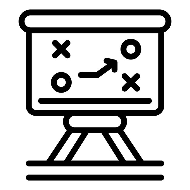 Icono de tablero de fútbol táctico Contorno de tablero de fútbol táctico icono vectorial para diseño web aislado sobre fondo blanco