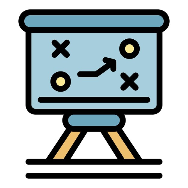 Icono de tablero de fútbol táctico Contorno de tableros de fútbol tácticos Icono vectorial de color plano aislado