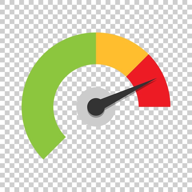 Vector icono del tablero del medidor en estilo plano ilustración vectorial del nivel del indicador de puntuación de crédito en un fondo aislado medidores con concepto de negocio de escala de medida