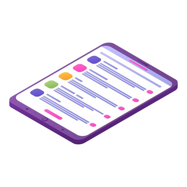 Icono de tableta financiera Isométrica del icono de vector de tableta financiera para diseño web aislado sobre fondo blanco
