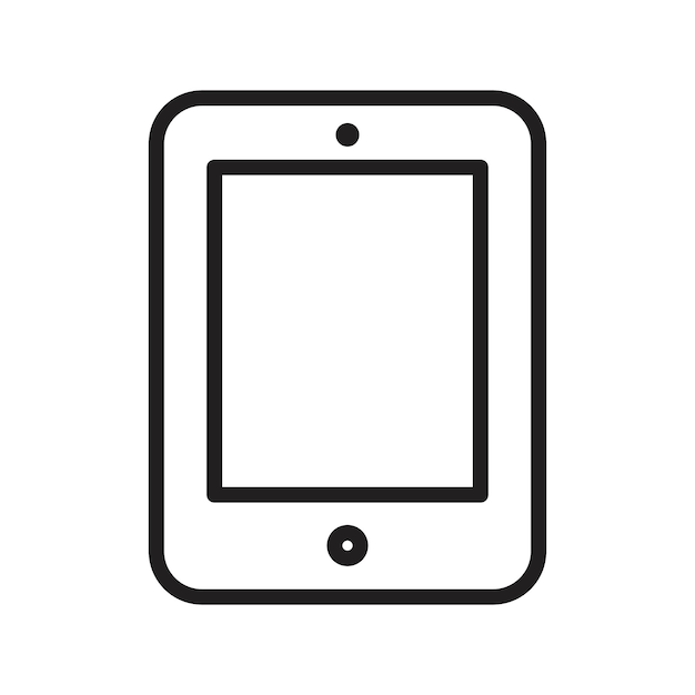 El icono de la tableta tiene un contorno delgado simple
