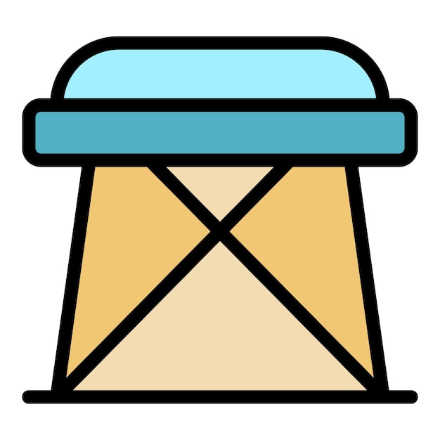 Icono de taburete plegable Contorno de taburette plegable Icono vectorial de color plano aislado