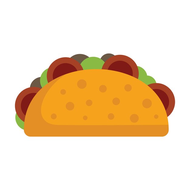 Icono de taco infantil vector plano comida mexicana Tacos de carne aislados