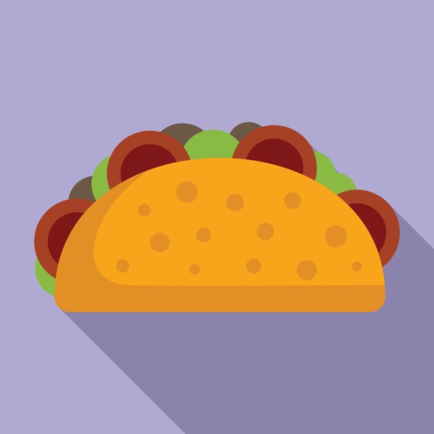 Icono de taco infantil vector plano Comida mexicana Tacos de carne