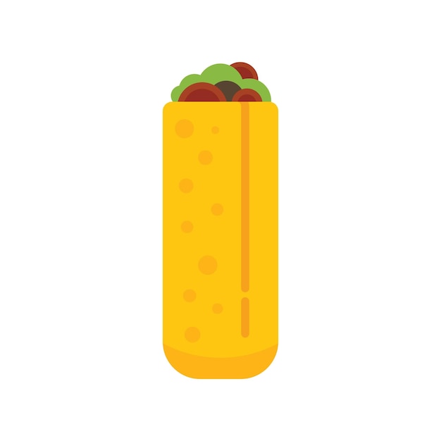 Icono de taco vegetal vector plano comida mexicana carne blanda aislada