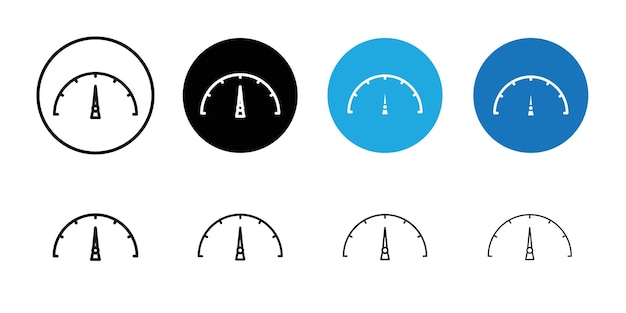 icono del tacómetro conjunto de logotipo de vector de línea negra