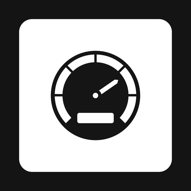 Icono de tacómetro de forma sencilla sobre un fondo blanco.