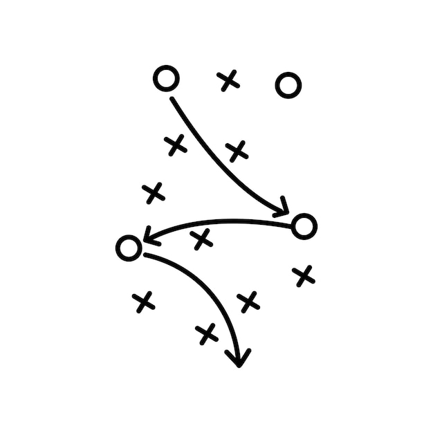 icono de tácticas de fútbol estrategia de fútbol campo juego de fútbol táctica dibujo en la pizarra dibujado a mano