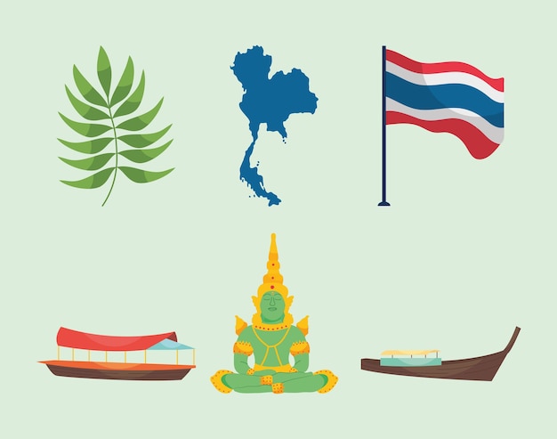 Vector icono de tailandia en fondo verde