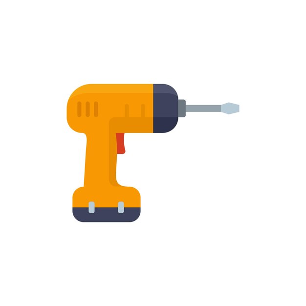 Icono de taladro de mano eléctrico Ilustración plana del icono de vector de taladro de mano eléctrico aislado sobre fondo blanco