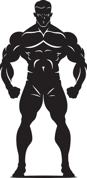 Icono tallado constructores de cuerpo diseño vectorial negro el glifo muscular ícono vectorial negra de cuerpo completo