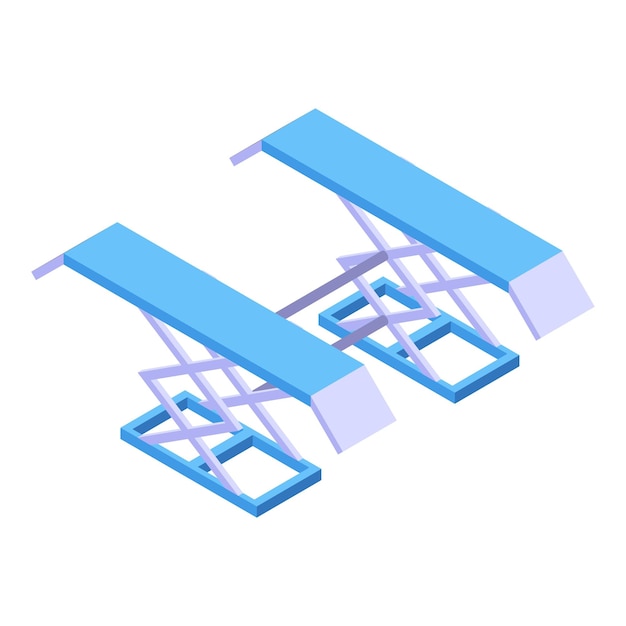 Icono de taller de elevación de automóviles Isométrico del icono de vector de taller de elevación de automóviles para diseño web aislado sobre fondo blanco