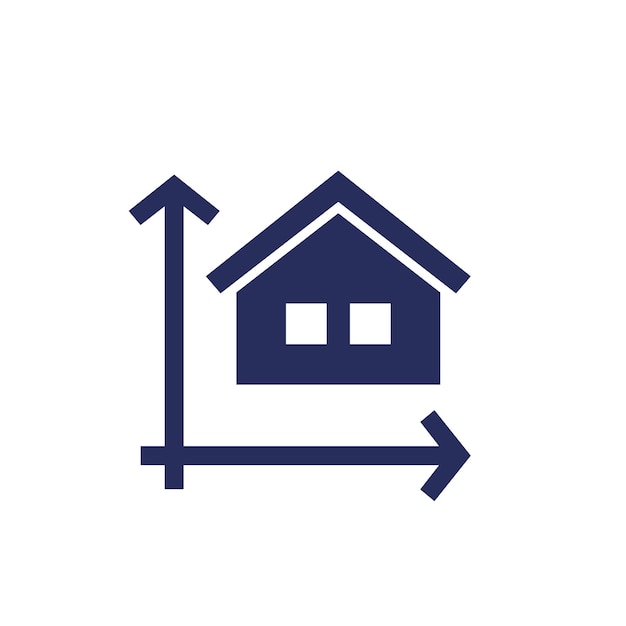 icono de tamaño de edificio con un diseño lineal de casa
