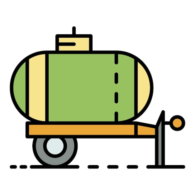 Icono del tanque de agua del remolque Contorno del icono del vector del tanque de agua del remolque color plano aislado