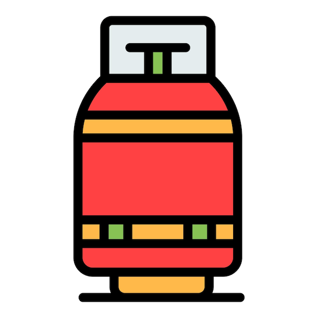 Icono del tanque de gas medio Contorno del tanque del gas medio Icono vectorial de color plano aislado