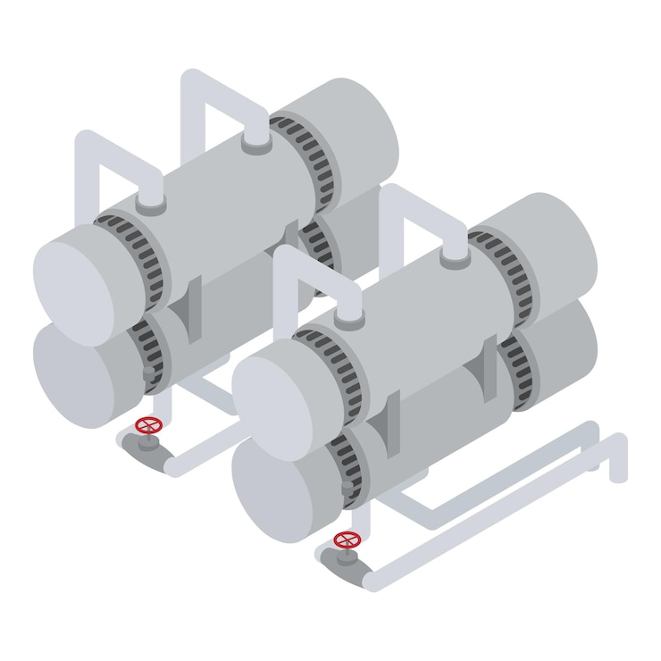 Vector icono de tanques de plantas de refinería industrial isométrico de tanques vectoriales de plantas de rafinería industrial icono para diseño web aislado sobre fondo blanco