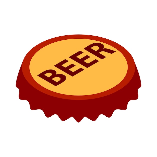 Icono de tapa de botella de cerveza en estilo isométrico 3d sobre un fondo blanco