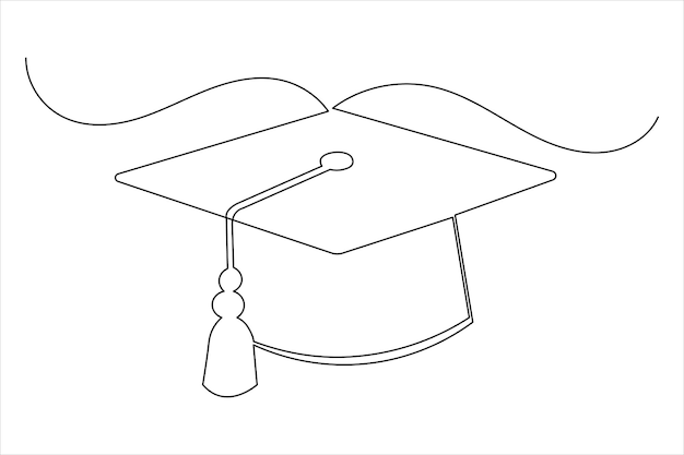 Icono de la tapa de graduación dibujo de una línea ilustración vectorial simple minimalista