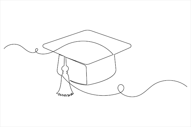 Icono de la tapa de graduación dibujo de una línea ilustración vectorial simple minimalista