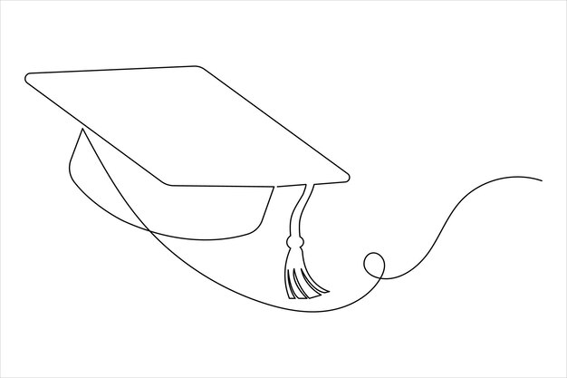 Icono de la tapa de graduación dibujo de una línea ilustración vectorial simple minimalista