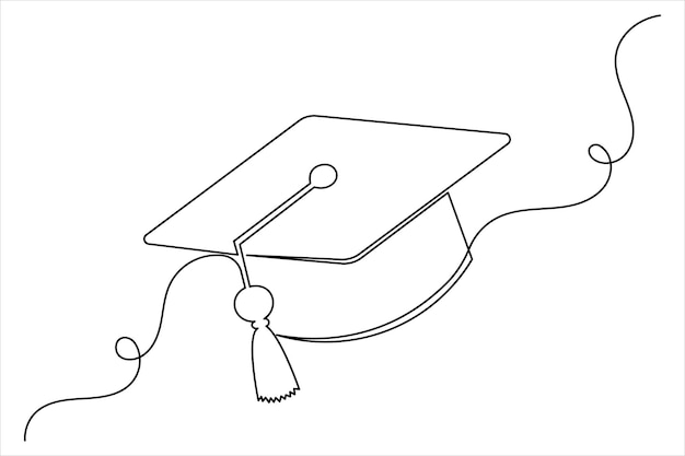 Icono de la tapa de graduación dibujo de una línea ilustración vectorial simple minimalista