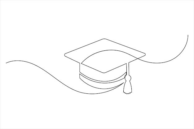 Icono de la tapa de graduación dibujo de una línea ilustración vectorial simple minimalista