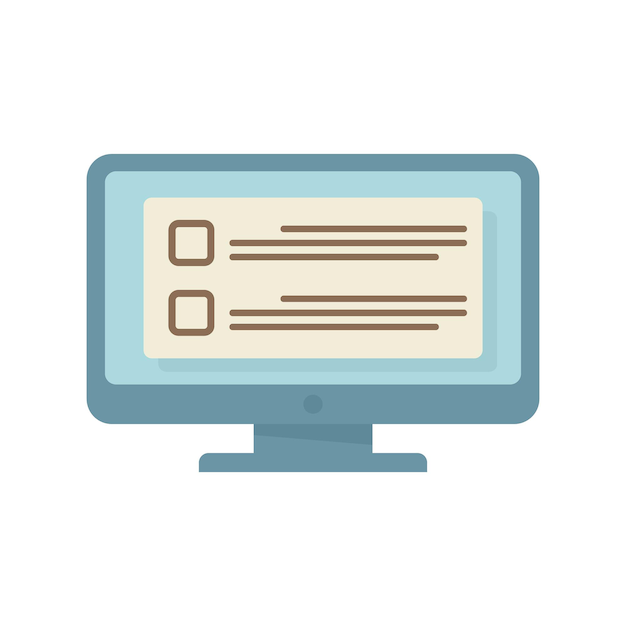 Icono de tarea de computadora en línea Ilustración plana del icono de vector de tarea de computadora en línea aislado sobre fondo blanco