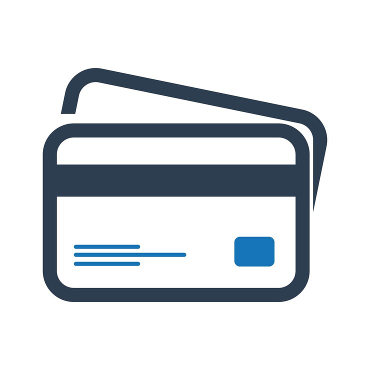 Un icono de tarjeta de crédito azul y blanco