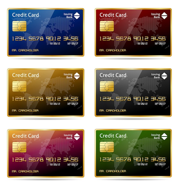 Icono de tarjeta de crédito con marco dorado realista