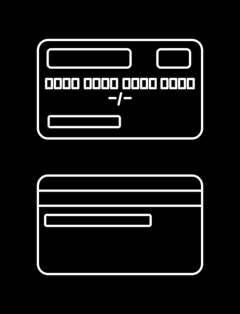 Icono de tarjeta de crédito Símbolo de pago con tarjeta de crédito ilustración vectorial sobre fondo negro