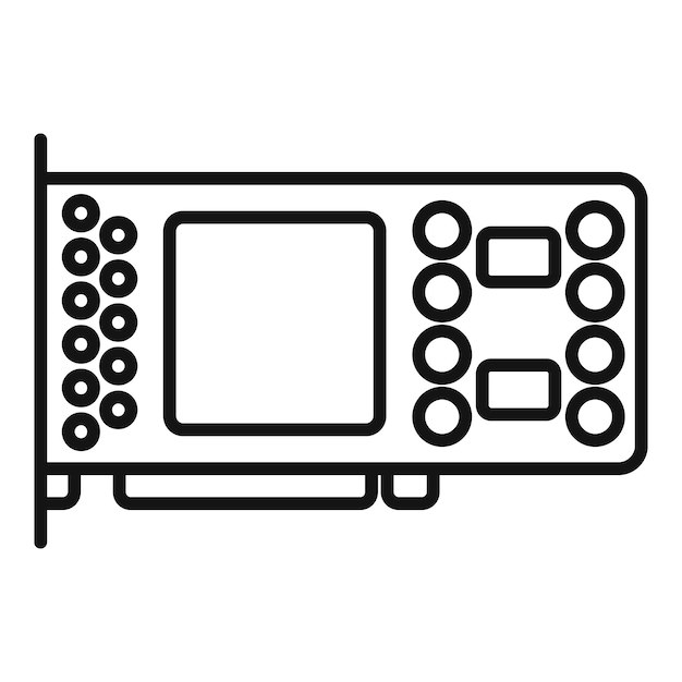 Icono de tarjeta gpu vector de contorno Computadora pc Enfriador pci