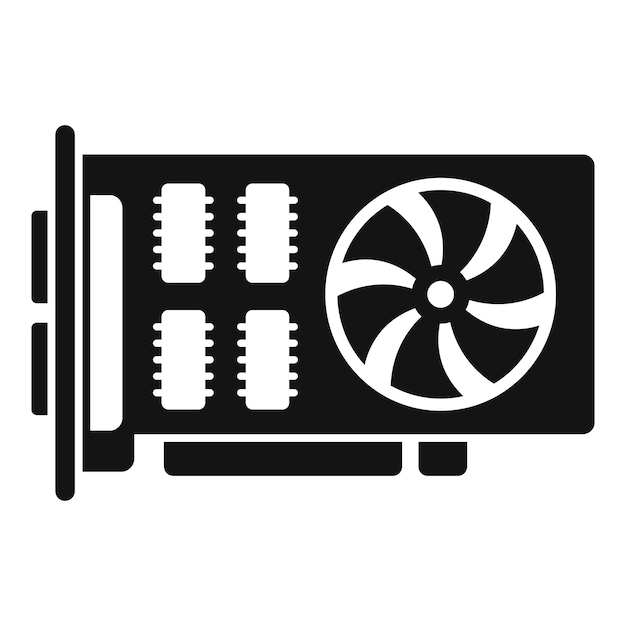 Icono de tarjeta gpu vector simple Computadora pc Enfriador pci