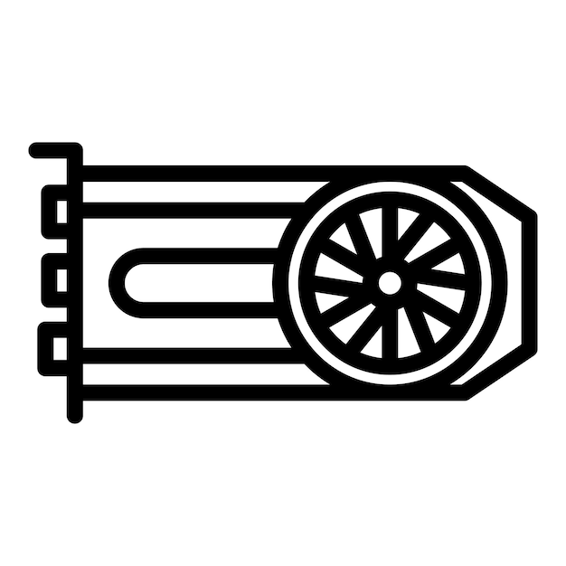 Icono de tarjeta gráfica de computadora Icono de vector de tarjeta gráfica de computadora de esquema para diseño web aislado sobre fondo blanco