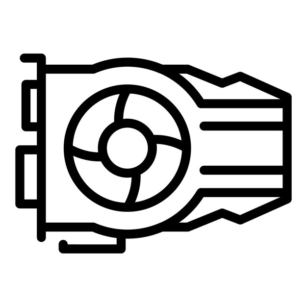 Icono de tarjeta gráfica Icono de vector de tarjeta gráfica de esquema para diseño web aislado sobre fondo blanco