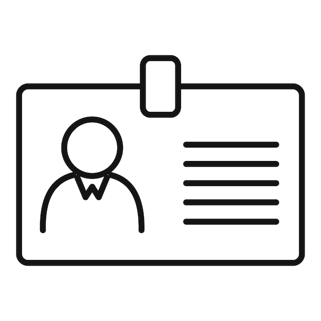 Icono de tarjeta de identificación de comerciante Contorno icono de vector de tarjeta de identificación de comerciante para diseño web aislado sobre fondo blanco
