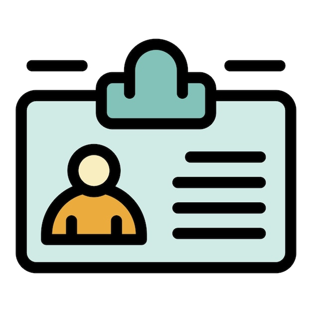 Icono de tarjeta de identificación Contorno de la tarjeta de identificación Icono vectorial de color plano aislado