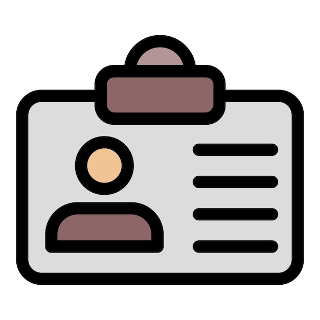 Icono de tarjeta de identificación Contorno tarjeta de identificación vector icono color plano aislado