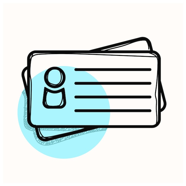 Vector icono de tarjeta de identificación en estilo de fideos. ilustración de vector de etiqueta de identidad sobre fondo aislado.