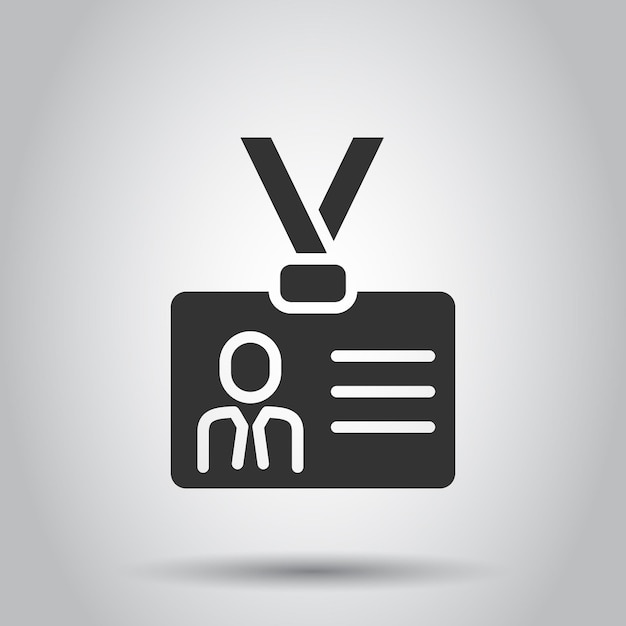 Icono de la tarjeta de identificación en estilo plano Ilustración vectorial de la etiqueta de identidad en un fondo blanco aislado Concepto comercial de la licencia de conducir
