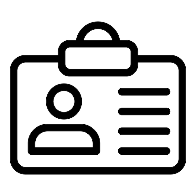 Icono de tarjeta de identificación Icono de vector de tarjeta de identificación de esquema para diseño web aislado sobre fondo blanco