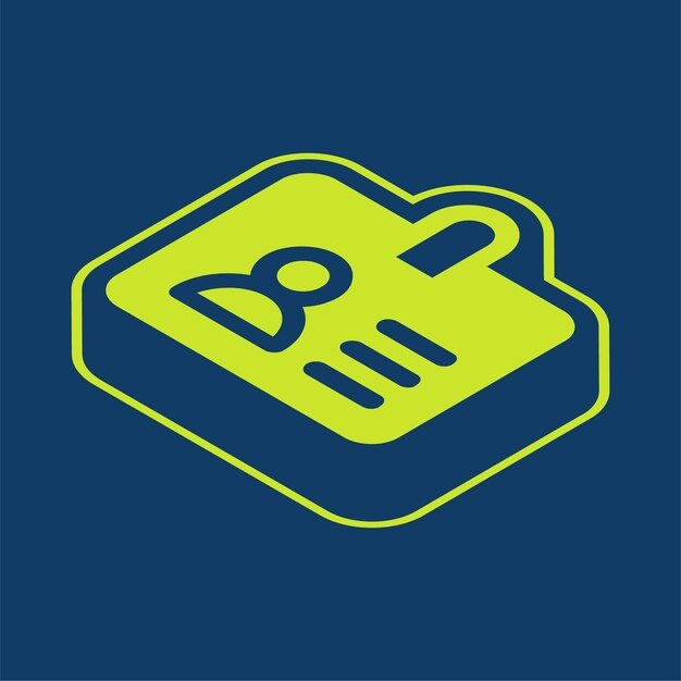 Icono de tarjeta de identificación vectorial retroisométrica verde con fondo editable