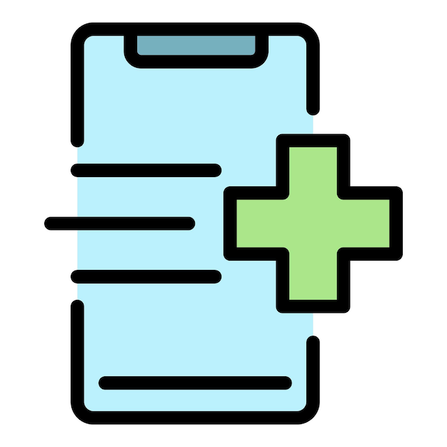 Icono de tarjeta médica Contorno de tarjeta médica Icono vectorial de color plano aislado