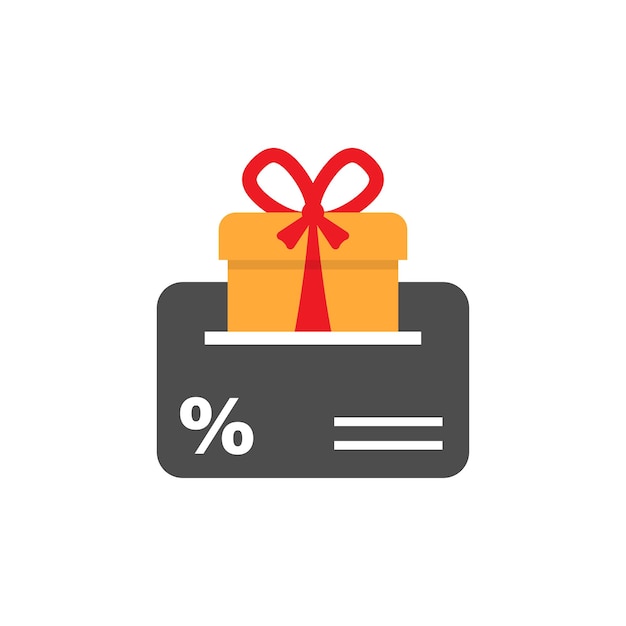 Icono de tarjeta de regalo en estilo plano Ilustración de vector de cupón de descuento sobre fondo aislado Concepto de negocio de signo de certificado de bonificación