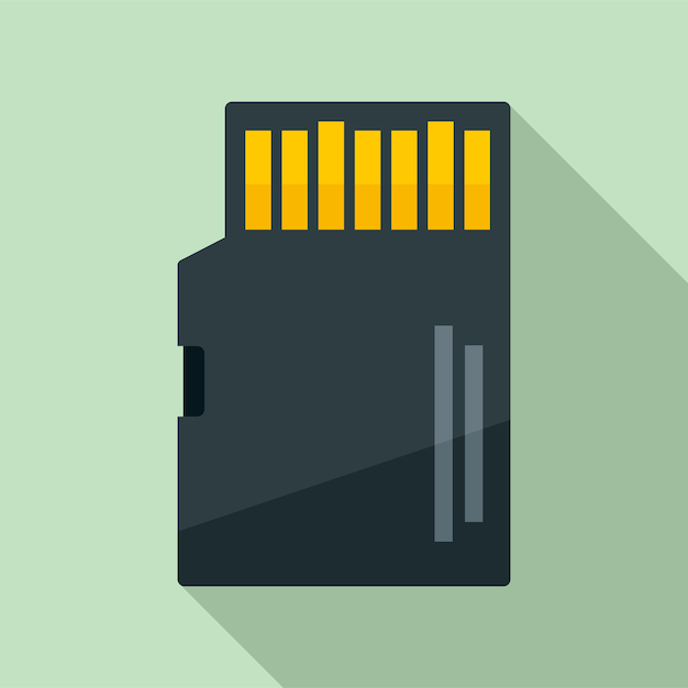 Icono de tarjeta SD de cámara Ilustración plana del icono de vector de tarjeta SD de cámara para diseño web
