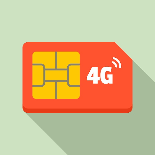 Icono de tarjeta SIM 4G Ilustración plana del icono de vector de tarjeta SIM 4G para diseño web
