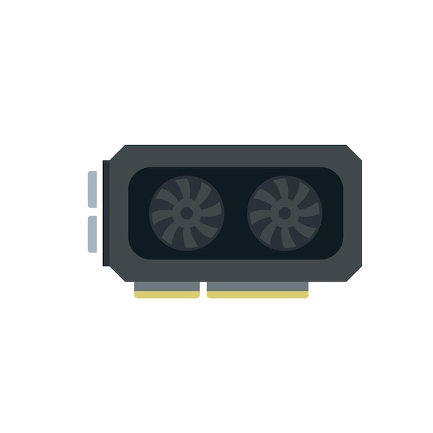 Icono de tarjeta de ventilador gpu vector plano computadora Pc pantalla de video aislada