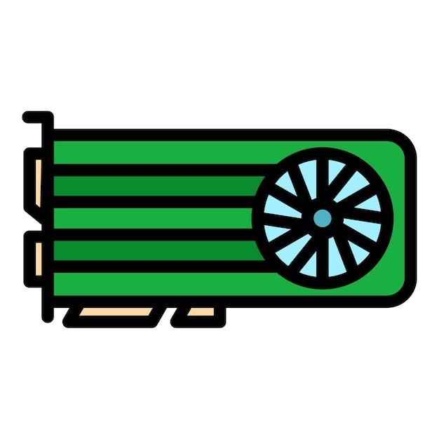 Icono de tarjeta de video Contorno de la tarjeta de video Icono vectorial de color plano aislado