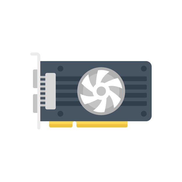 Icono de tarjeta de video CPU vector plano Computadora gpu Pantalla pci aislado