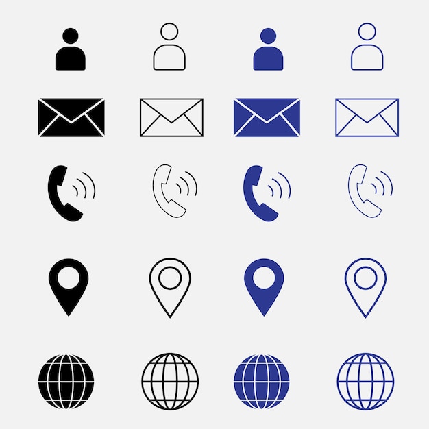 icono de tarjeta de visita icono de información de contacto iconos vectoriales para el sitio web tarjeta de visita
