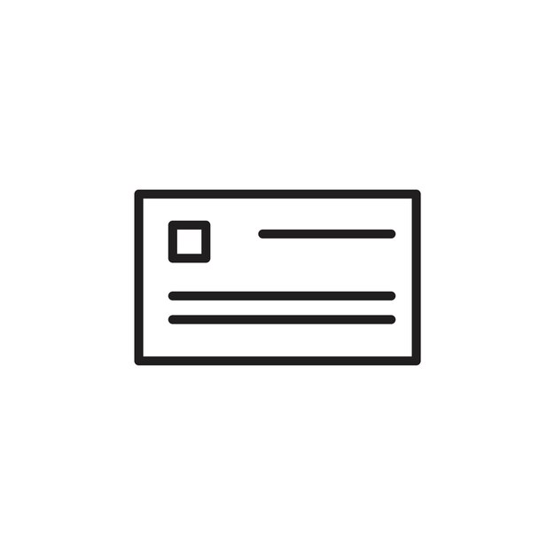 Ícono de tarjeta de visita Ilustración de línea delgada plana vectorial